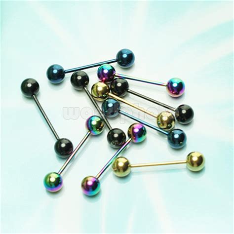 10 multicolor stainless steel tongue rings nipple bar barbell ball body piercing body piercing