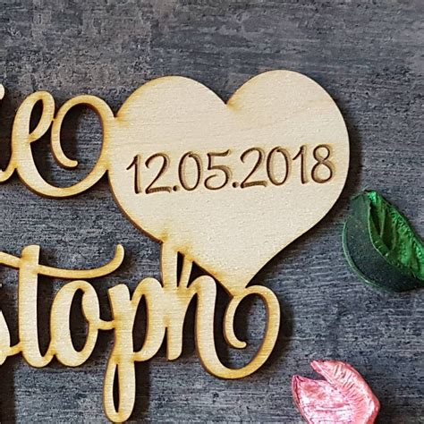 Personalized Wedding Cake Topper Couple Names With Date Cake Etsy