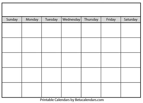 Blank Calendar Beta Calendars Inside Blank Calender Template