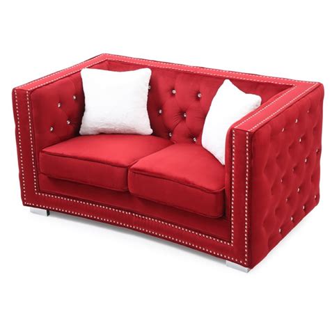 Glory Furniture Miami Velvet Loveseat In Red Cymax Business