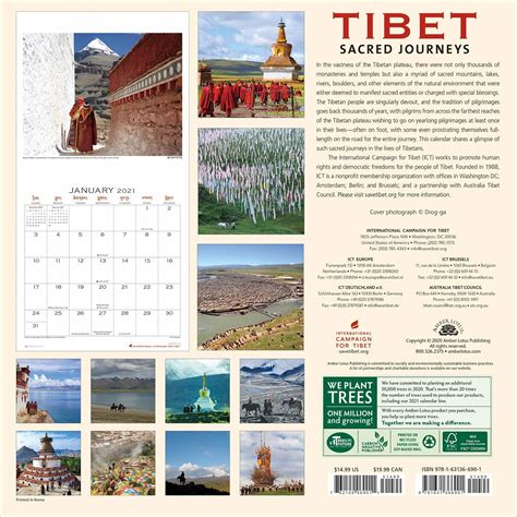 2021 Tibet Sacred Journeys Wall Calendar International Campaign For Tibet
