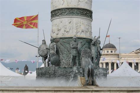 The Giant Statue Of Alexander The Great At Skopje In Macedonia Stock