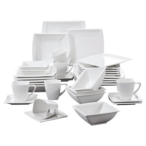 Buy MALACASA Square Dinnerware Sets 36 Piece Porcelain Ivory White