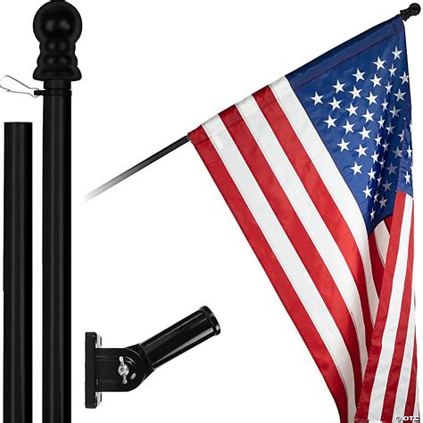 G128 6 Feet Tangle Free Spinning Flagpole Black American Flag Pole
