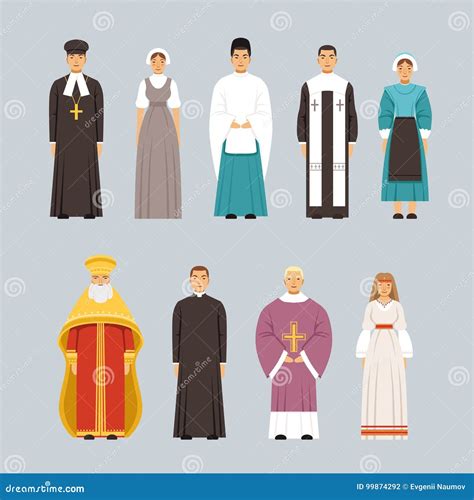 Religion People Characters Set Men And Women Of Different Religious