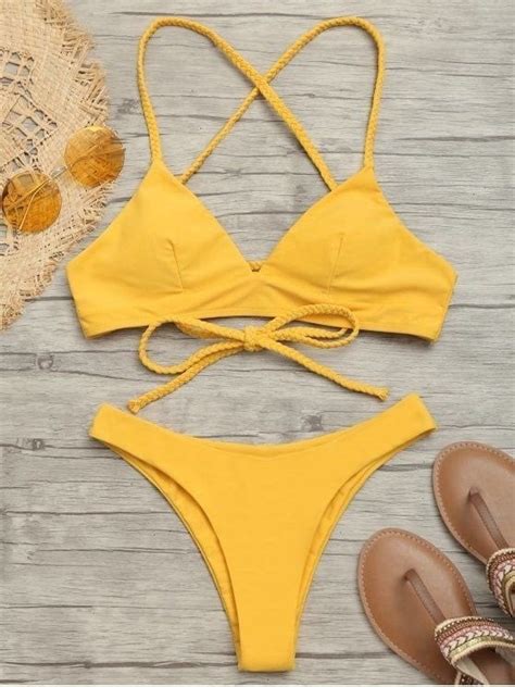 yellow triangle bikini set in 2020 bikinis swimwear zaful bikinis