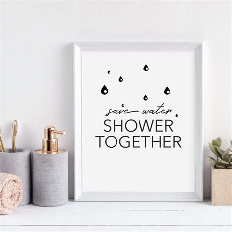 Save Water Shower Together Bathroom Print Printable Art Etsy