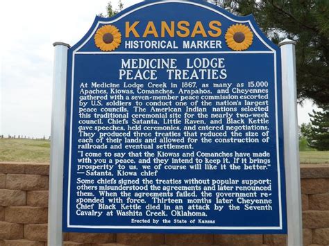 Kansas Historical Marker At Entrance To Peace Treaty Grounds