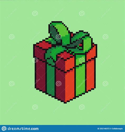 Pixel Art Christmas Or Birthday T Box Illustration Stock Vector