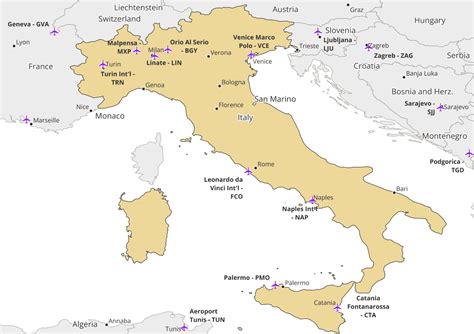 Major Airports In Italy Mappr