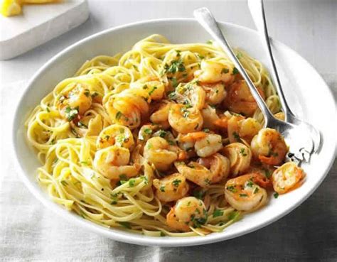 Spaghetti Aux Crevettes Au Citron Et Ail Votre Plat De Diner Ce Soir