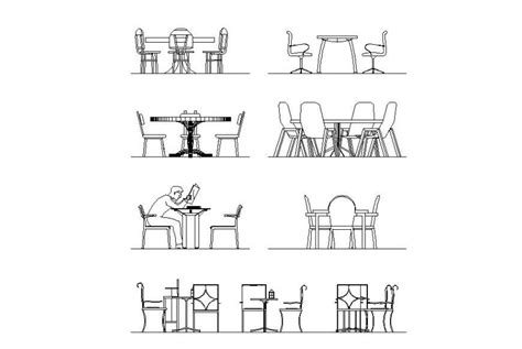 Drawing Of Dining Table Furniture Block Autocad Cadbull
