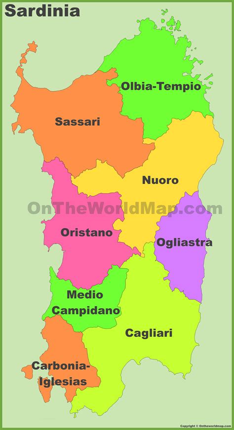 Sardinia Provinces Map