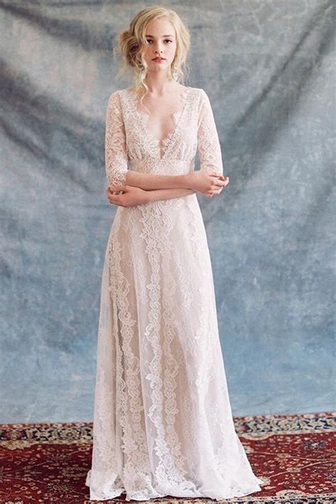 Boho Vintage Wedding Dress Bohemian Angel Style Lace Wedding Etsy