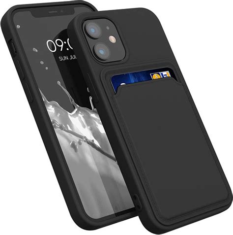 Black Silicone Iphone 12 Case W Card Holder Caseface