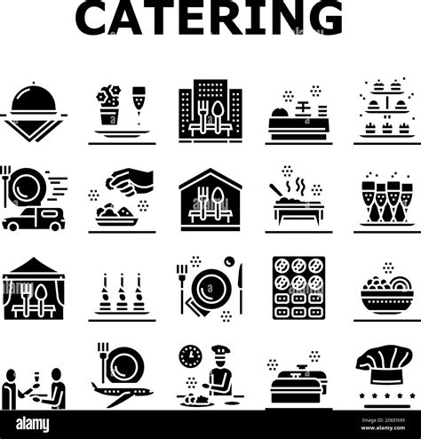 Catering Food Service Collection Icons Set Vector Stock Vector Image