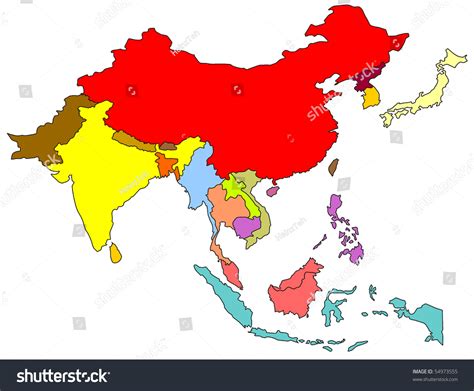 Color Map South East Asia Stock Illustration 54973555 Shutterstock