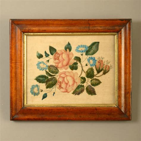 A Mid 19th Century Victorian Period Floral Still Life Velvet Painting