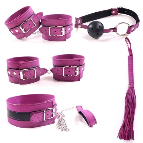 fetish 5pcs red adult game leather handcuffs adult sex toys for couples restraint set sex
