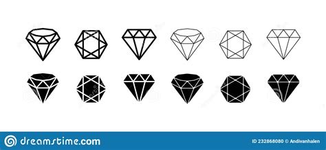 Diamond Icon Set Diamond Vector Icons Symbol Design Collection Stock