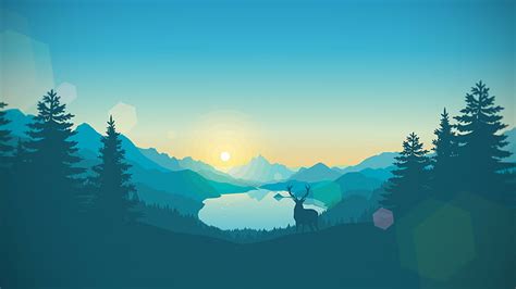 Hd Wallpaper Sunrise Lake Artwork Gradient Vectors Landscape Sky