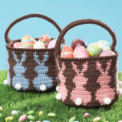Lily Sugar N Cream Bunny Egg Basket Blue Crochet Easter Basket Crochet Basket Pattern