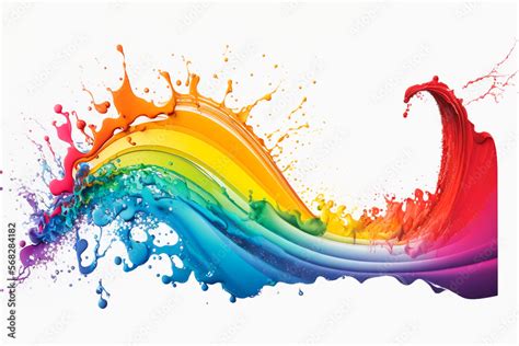 Rainbow Wave Colorful Paint Splash Isolated Design Element On White
