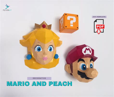Mario Bros And Peach Paper Craft Super Mario Diy Craft Etsy