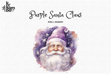 Watercolor Purple Santa Claus Clip Art Graphic By Bamboodesign