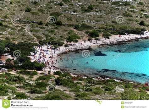 beach on kornati island with lots of tourist stock image image of boat coastline 25692427