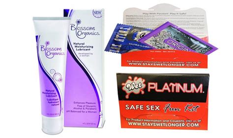 bundle package 1 blossom organics natural lubricant 4oz and 1 wet safe sex kit with platinum