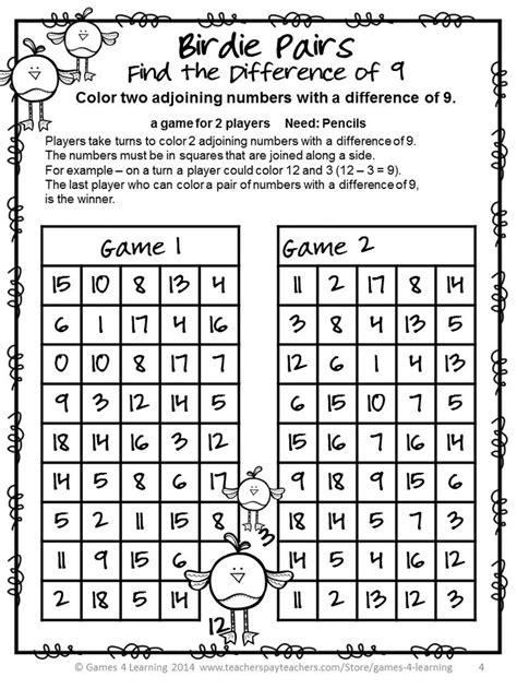 Free Math Games For 2nd Grade Printable