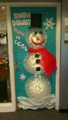 Shop for indoor christmas decorations at walmart.com. Door Decoration Contest Snowman made with clear plastic ...