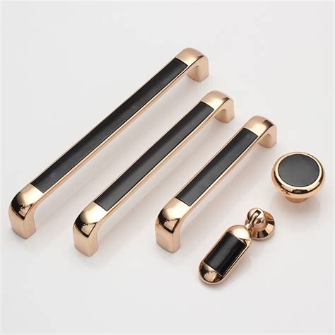 Champagne Color And Black Color Modern Door Handles Kitchen Cabinet