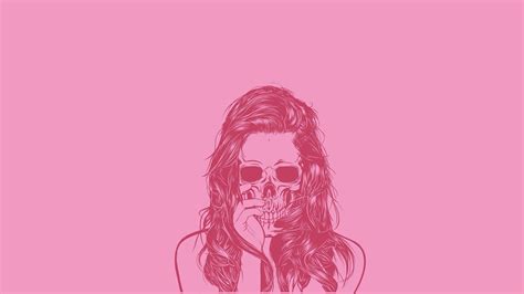 Download Girly Pink Aesthetic Skull Mask Wallpaper