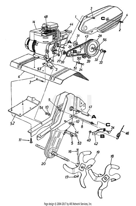 Mtd 21a 340 190 Roto Boss 500 1997 Parts Diagram For Engine Tine