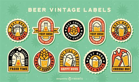 Descarga Vector De Conjunto De Etiquetas De Cerveza Vintage