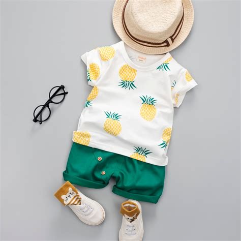Baby Boys Girls Summer Clothes Fashion Cotton Set Printed Fruit Sports