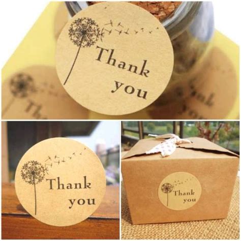 Jual Sticker Thank You Motif Bunga Dandelion Segel Kemasan Craft Paper