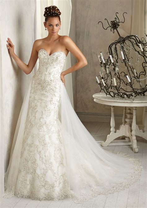 The remarkable silhouette of an overskirt dress makes them an excellent choice for red carpet events, other formal evening events, and weddings. A-Line Wedding Dress with Detachable Overskirt | Morilee