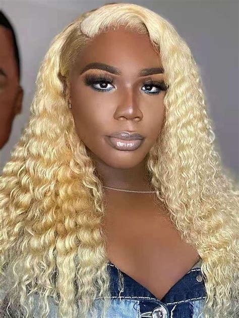 Best Kinky Curly 613 Blonde Glueless Wig Full Human Hair Lace Front Wigs Curlyme Hair