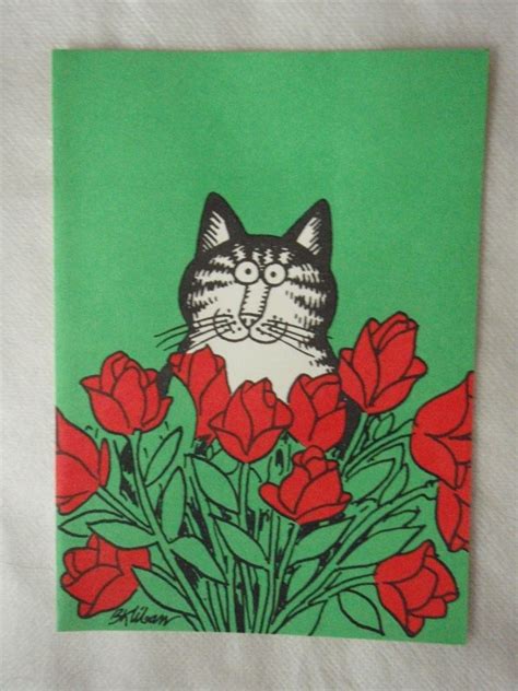 Kliban Cat Flowers Greeting Cards Blank Box Of 12 Cartoon Cat Original