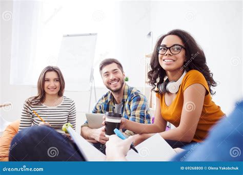 Professional Young Colleagues Are Sharing Their Opinions Stock Photo