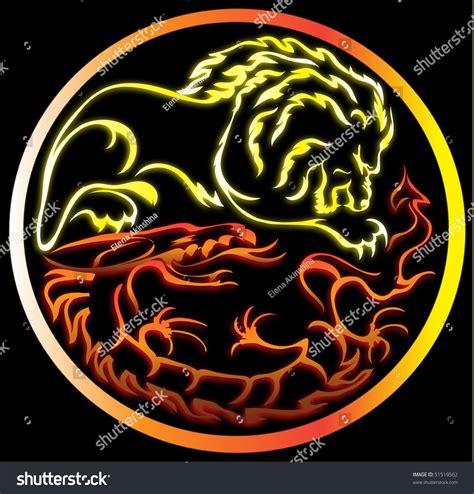 Lion And Dragon Stock Vector Illustration 51519562 Shutterstock