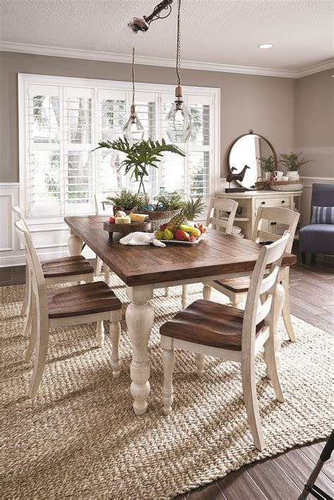 Country Cottage Esque White And Brown Dining Room Table On