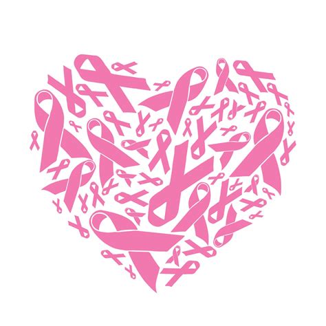 Pink Ribbon Breast Cancer Awareness Support Heart Pattern Etsy