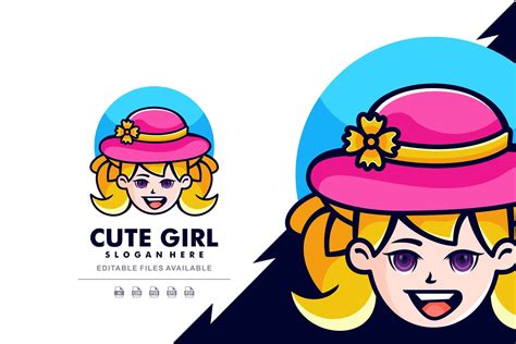 Cute Girl Logo Creative Market