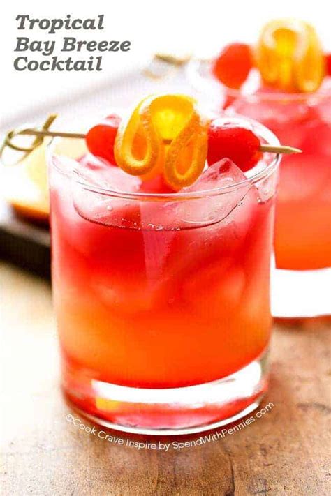 A delicious cocktail recipe for the malibu sunset cocktail with malibu rum, pineapple juice and grenadine. Tropical Bay Breeze Cocktail - Spend With Pennies