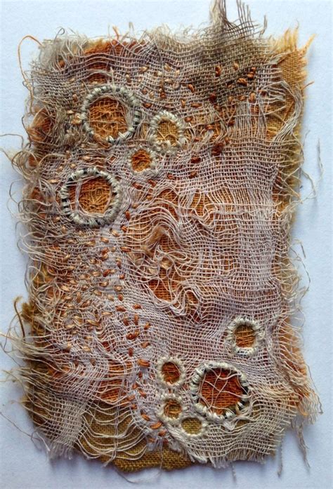 Julia Wright Hand Stitched Layered Rust Dyed Fabric With Wire