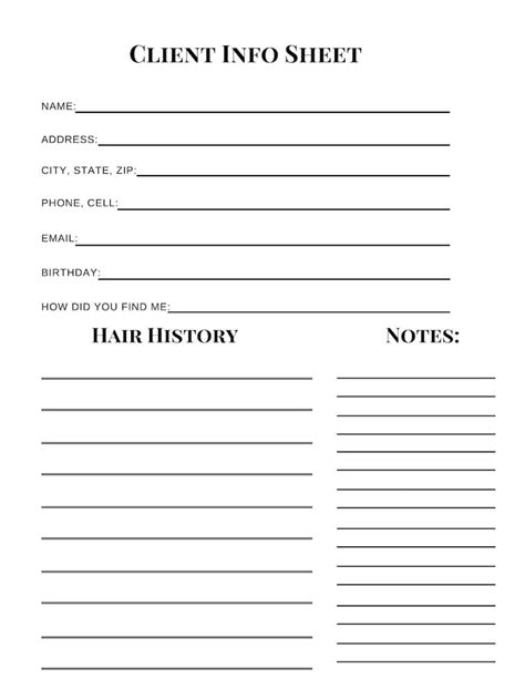 Hair Salon Client Information Sheet Template Salon Business Cards Vrogue